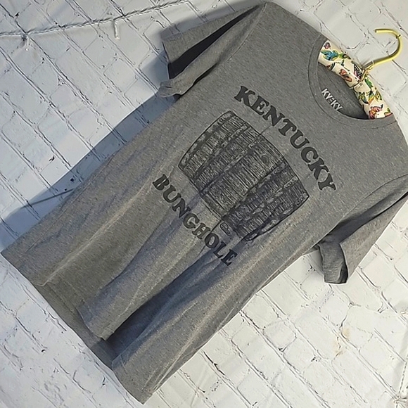 KY for KY Kentucky Bunghole Bourbon Barrel Gray Tee Tshirt Womens Size Small - Picture 3 of 13
